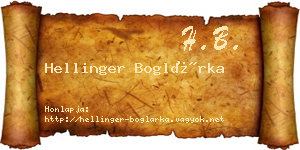 Hellinger Boglárka névjegykártya